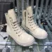 Sleek Cream - Colored Rick Owens DRKSHDW High - Top Boots for Contemporary Edgy Fashion #A26942