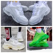 New Balenciaga 17FW Triple S Sneakers Mens Women Casual Shoes Triple S Clear Sole White Green Black Red Rainbow Sports Outdoor Dad Shoe #9875178