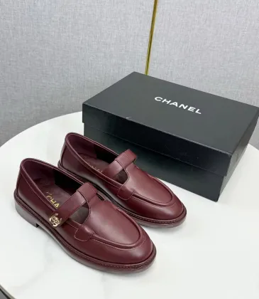 Women Chanel Flat loafers calfskin wine red/Black/White #A55747