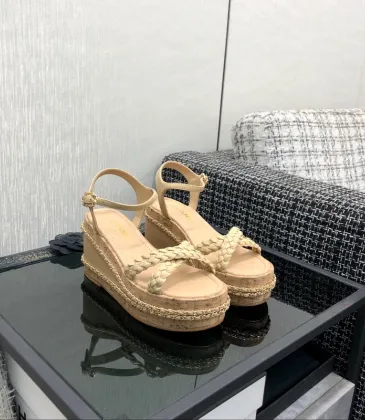 Women's Chanel Espadrille Wedge Sandals with Woven Straps #A45808