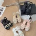 Women's Chanel Tweed Platform Sandals with Pearl Embellishments #A45802