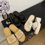 Chanel shoes for Women's Chanel 2023 Interlocking CC Logo Slides #A53197