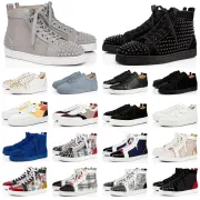 2020 Christian Louboutin red bottoms men women fashion luxury designer shoes spike high top sneakers black white bred grey leather suede flats casual shoe #9874153