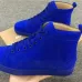 Christian Louboutin Louis Flat Veau Velours Electric Blue High Top Men Sneaker #9120854