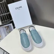 CELINE BLOCK WEDGE MULE IN CALFSKIN AND TEXTILE WITH CELINE JACQUARD #A48953