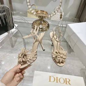 Dior Spring Summer New High-Heel 7.5 cm Sandals Butterfly Floral Design #A63467 Dior Spring Summer New High-Heel 7.5 cm Sandals Butterfly Floral Design #A63467