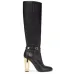 Fendi Women's Knee   High Boots  Iconic FF Monogram with Gold Heel Detail for Luxury Fashion Lovers #A56297