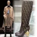 Fendi Women's Knee   High Boots  Iconic FF Monogram with Gold Heel Detail for Luxury Fashion Lovers #A56297