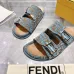 Fendi shoes for women Mauve blue FF jacquard velvet slides #A49021