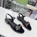 Gucci Shoes for Women Patent Leather Ankle Strap Flat Sandals Black #A48750