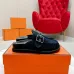 Hermes Shoes for Men Mules Biege Linen Slippers Black #A48934