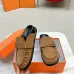 Hermes Shoes for Men Mules Biege Linen Slippers Brown #A48935