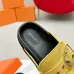 Hermes Shoes for Men Mules Biege Linen Slippers Yellow #A48936