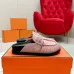 Hermes Shoes for Women's Shoes Mules Biege Linen Slippers Pink #A48942