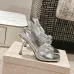 Jimmy Choo Shoes Metallic Leather Platform Sandals Sliver #A48969