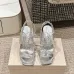Jimmy Choo Shoes Metallic Leather Platform Sandals Sliver #A48969