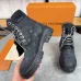 Louis Vuitton x Timberland  Black Monogram Leather Boots for Louis Vuitton Unisex Shoes 3.5CM #A44155