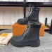 Louis Vuitton x Timberland  Black Monogram Leather Boots for Louis Vuitton Unisex Shoes 3.5CM #A44155