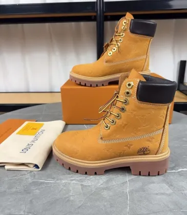 Louis Vuitton x Timberland Wheat Nubuck Monogram Boots – Unisex Luxury Workwear-Inspired Footwear 3.5CM #A44156