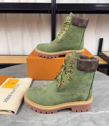 Louis Vuitton x Timberland Green Monogram Suede Boots – Limited Edition Unisex Luxury Outdoor Footwear 3.5CM #A44157