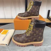 Louis Vuitton x Timberland Monogram Leather Unisex Boots – Limited Edition High-Top Rugged Fashion Footwear - 3.5CM