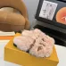 Louis Vuitton Cozy Fluffy Slippers with Leather Straps and Brand Embellishments #A54592