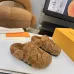 Louis Vuitton Cozy Fluffy Slippers with Leather Straps and Brand Embellishments #A54593
