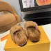 Louis Vuitton Cozy Fluffy Slippers with Leather Straps and Brand Embellishments #A54593