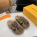 Louis Vuitton Cozy Fluffy Slippers with Leather Straps and Brand Embellishments #A54594