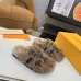 Louis Vuitton Cozy Fluffy Slippers with Leather Straps and Brand Embellishments #A54594