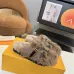 Louis Vuitton Cozy Fluffy Slippers with Leather Straps and Brand Embellishments #A54594