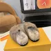Louis Vuitton Cozy Fluffy Slippers with Leather Straps and Brand Embellishments #A54594