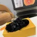 Louis Vuitton Cozy Fluffy Slippers with Leather Straps and Brand Embellishments #A54595