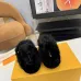 Louis Vuitton Cozy Fluffy Slippers with Leather Straps and Brand Embellishments #A54595