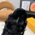 Louis Vuitton Cozy Fluffy Slippers with Leather Straps and Brand Embellishments #A54595