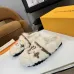 Louis Vuitton Cozy Fluffy Slippers with Leather Straps and Brand Embellishments #A54596