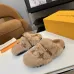 Louis Vuitton Cozy Fluffy Slippers with Leather Straps and Brand Embellishments #A54597