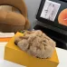 Louis Vuitton Cozy Fluffy Slippers with Leather Straps and Brand Embellishments #A54597