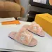 Louis Vuitton Cozy Fluffy Slippers with Leather Straps and Brand Embellishments #A54598