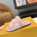 Louis Vuitton Cozy Fluffy Slippers with Leather Straps and Brand Embellishments #A54598
