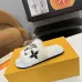 Louis Vuitton Cozy Fluffy Slippers with Leather Straps and Brand Embellishments #A54599