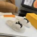 Louis Vuitton Cozy Fluffy Slippers with Leather Straps and Brand Embellishments #A54600
