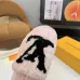 Louis Vuitton Cozy Fluffy Slippers with Leather Straps and Brand Embellishments #A54601