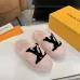 Louis Vuitton Cozy Fluffy Slippers with Leather Straps and Brand Embellishments #A54601