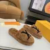 Louis Vuitton Cozy Fluffy Slippers with Leather Straps and Brand Embellishments #A54602