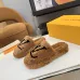 Louis Vuitton Cozy Fluffy Slippers with Leather Straps and Brand Embellishments #A54602
