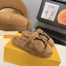 Louis Vuitton Cozy Fluffy Slippers with Leather Straps and Brand Embellishments #A54602