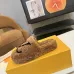 Louis Vuitton Cozy Fluffy Slippers with Leather Straps and Brand Embellishments #A54602