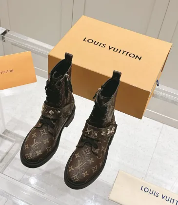 Louis Vuitton Monogram Ankle Boots with Lace-Up, Zipper and Decorative Straps #A54604