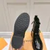 Louis Vuitton Shiny Black Ankle Boots with Lace-Up, Zipper and Decorative Straps #A54603